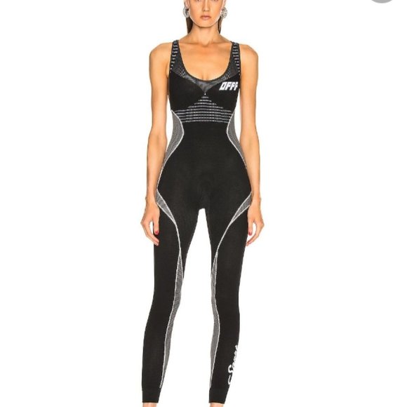Off-White Knit Athletic Jumpsuit - Picture 1 of 9